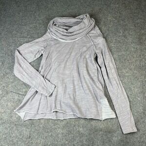 Free People Beach Cocoon Cowl Neck Raw Hem Raglan Pullover Sweater Purple S/M